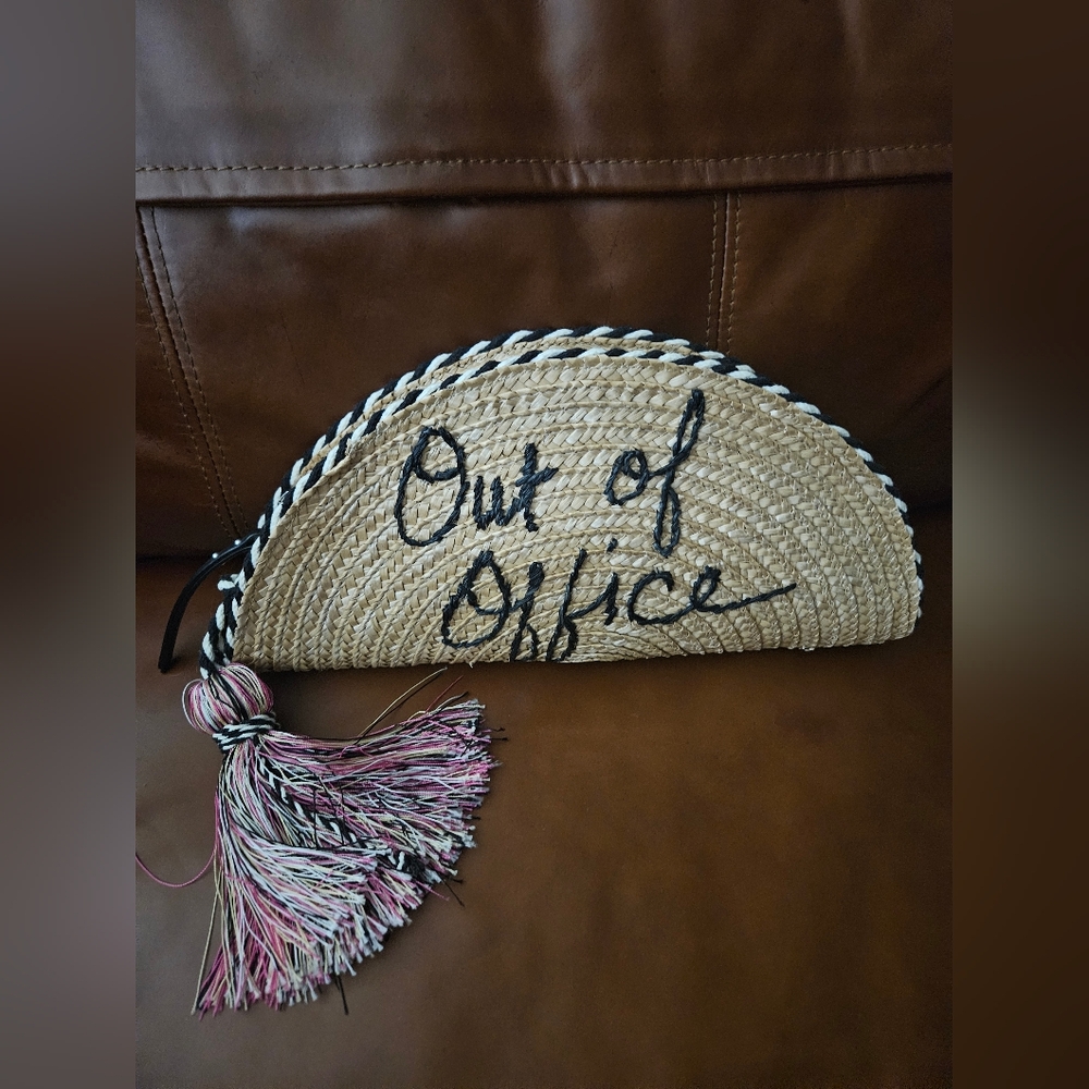 Rebecca Minkoff Straw Clutch with Tassel Out of Office Like New